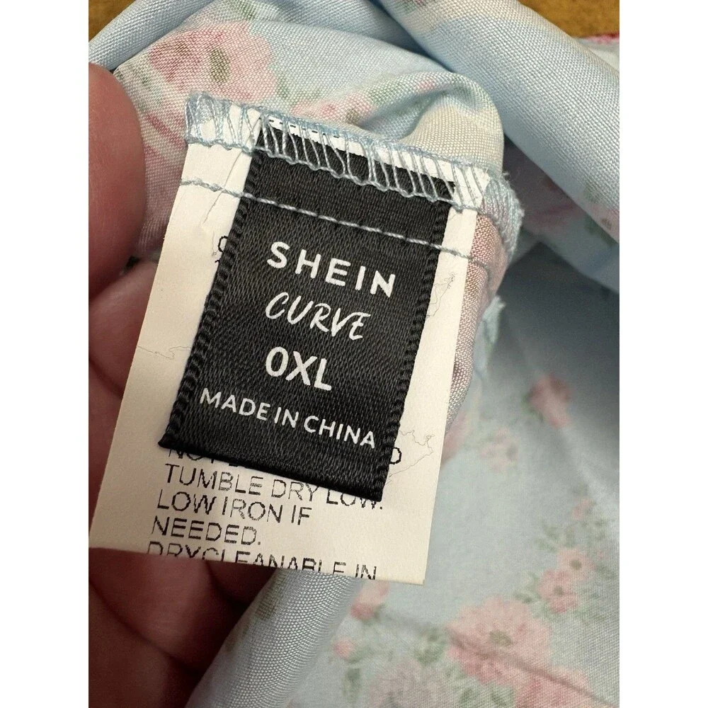 Shein‎ Curve Women’s Blue Floral Corset Dress Size 0x Short Sleeve